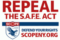 Repeal the S.A.F.E. Act graphic provided by Scope NY Organization.  Graphic contains Scope NY Logo and link to scopeny.org website.